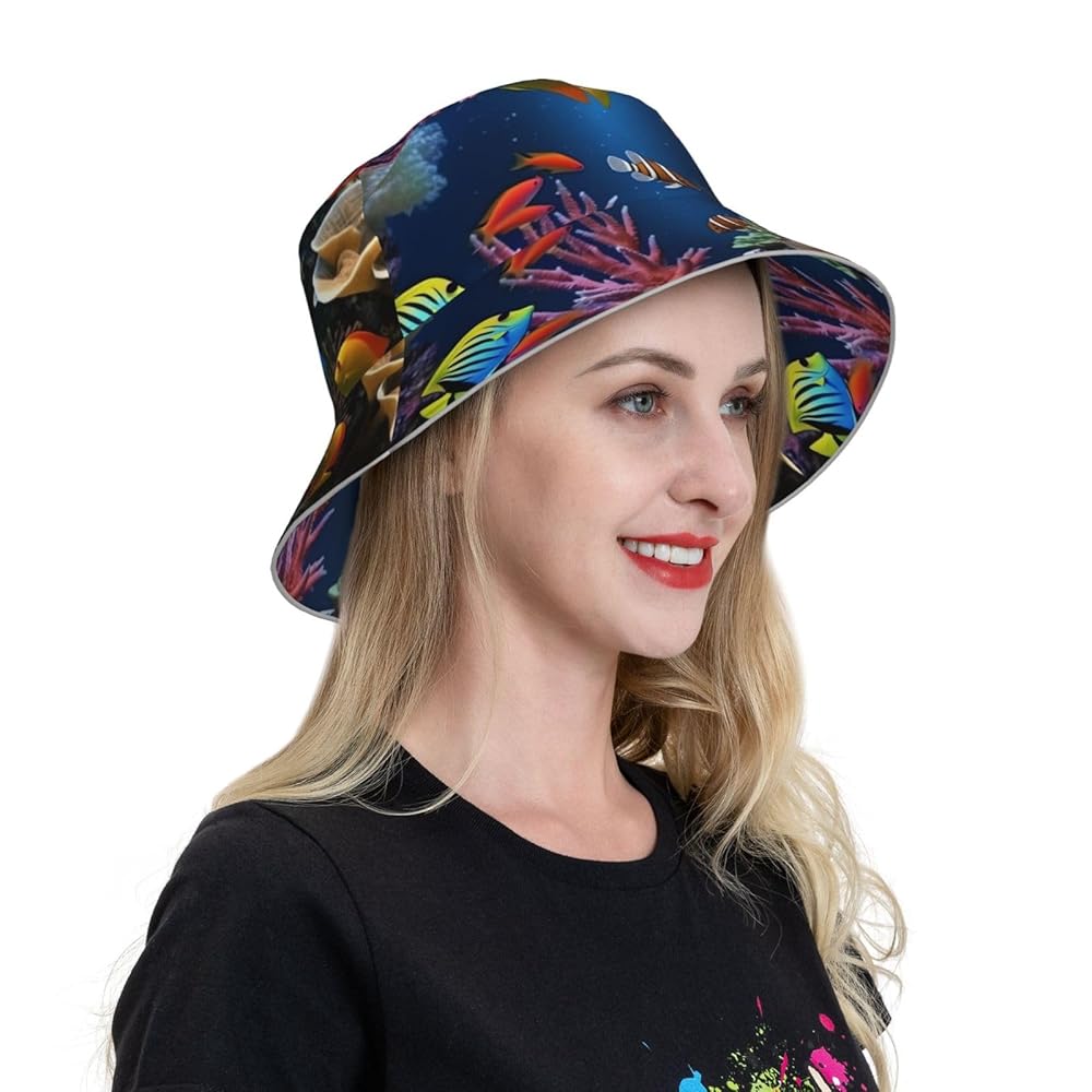 Marine Life Bucket Hat for Men Women Fashion Sun Cap
